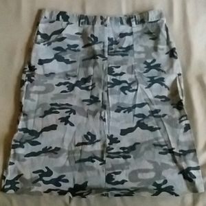 Denim camouflage midi skirt